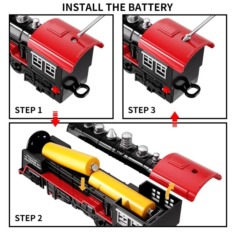 Игрушечные поезда для мальчиков со светом и звуком Набор игрушечной железной дороги для под рождественскую елку Модели поездов для малышей Рождественские подарки