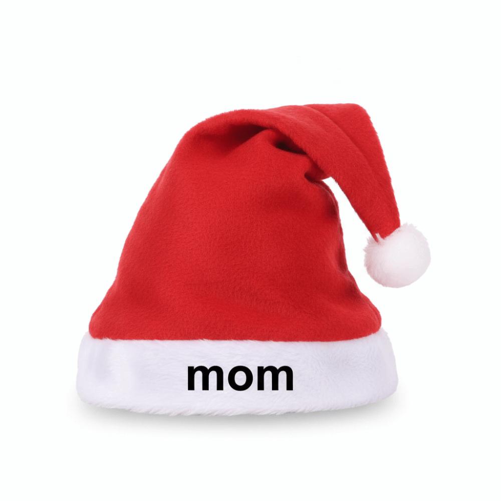 Fluffy Christmas Santa Cap DAD MOM MINI Embroidered Family Xmas Decor Hat Xmas Party Gift