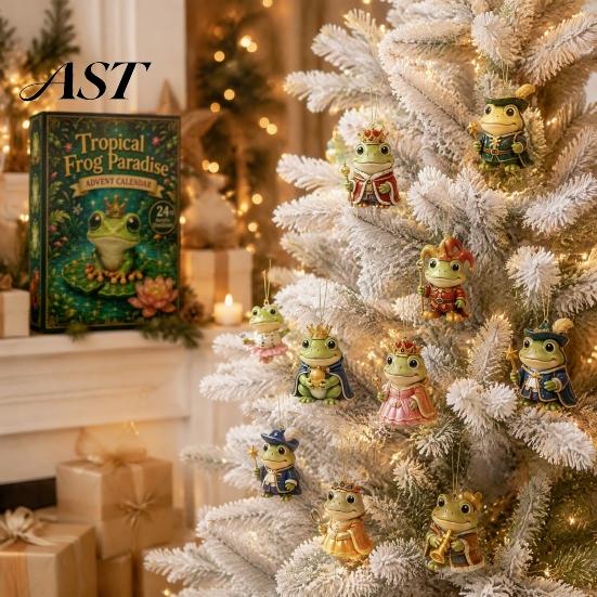 Holiday Surprise Gift Frog Advent Calendar 2026, 24 Days Christmas Countdown with Pcs 2D Ornaments Acrylic Ornaments, Cute Hanging Pendants