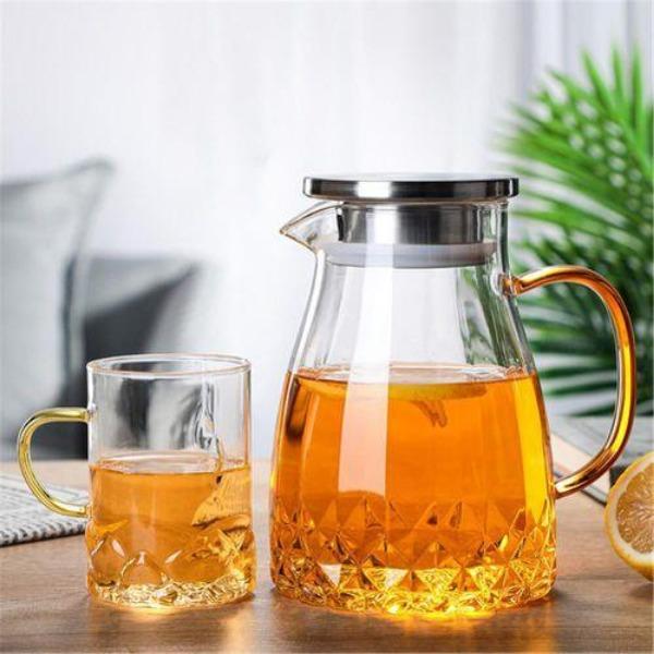 1500mL Glass Jug Pitcher Large Capacity Tea with Lid Household Water Pot for Ho