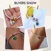 BISAER 925 Silver Four Leaf Clover Charm Bead Green CZ Pendant Safety Chain Fit Lucky Women DIY Bracelet Fine Jewelry