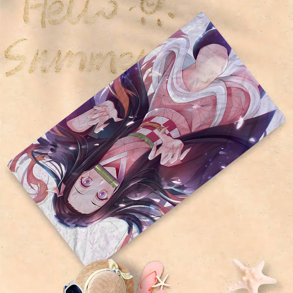 Клинок, рассекающий демонов, Незуко Камадо Мультяшное Микрофибровое Печатное Пляжное Полотенце Для Альпинизма Йоги Пляжа Плавания Бега Впитывающее Полотенце