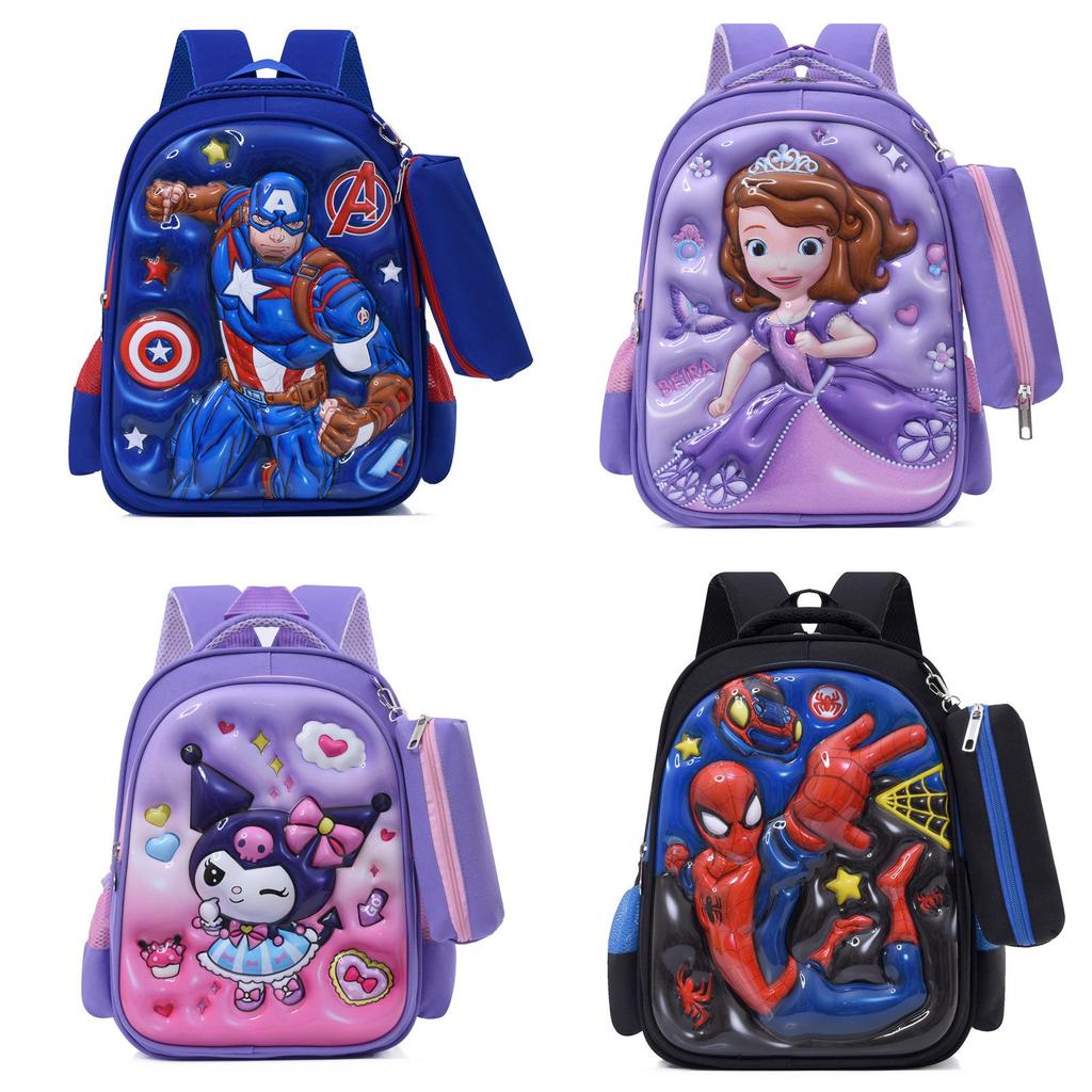 Kuromi Melody Cinnamoroll Captain America Backpack With Wearresistant Nylon And Breathable Back System For School Kids