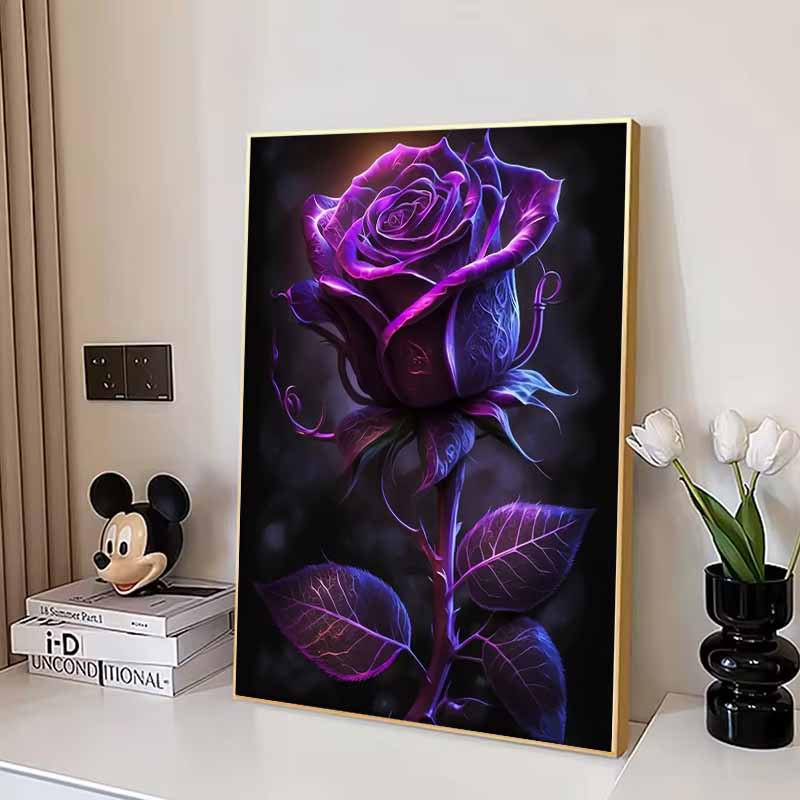 Новое поступление 5D DIY Полная круглая алмазная живопись "Фиолетовая роза" Вышивка крестом Домашний декор Подарок