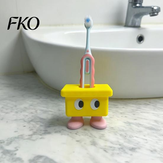Moisture-proof Bathroom Accessory 3D Printed Cartoon Stool Toothbrush Holder, Waterproof Moisture-Proof Cute Smooth Burr-free Base Compact Storage