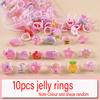 10Pcs Children'S Cartoon Princess Rings Candy Animal Bow Shape Ring