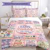 Happy Birthday Wishes 3‑Piece Bedding Set,Soft Duvet Cover with 22 Pillowcases,Multi‑Scene Home Dorm Use,Ideal Gift for Birthday & Holiday