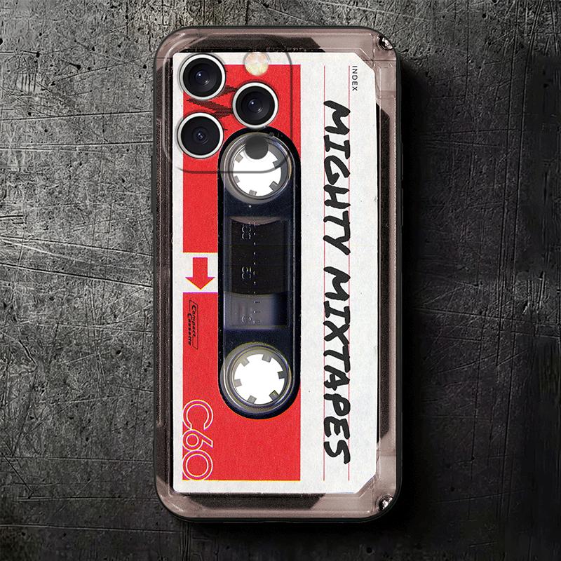 Vintage 90S Cassette Tape Pattern Soft Phone Case for iPhone 16 16E 17 Air 15 Pro Max 14 Plus 13 Mini 11 12 7 Black Cover Back S