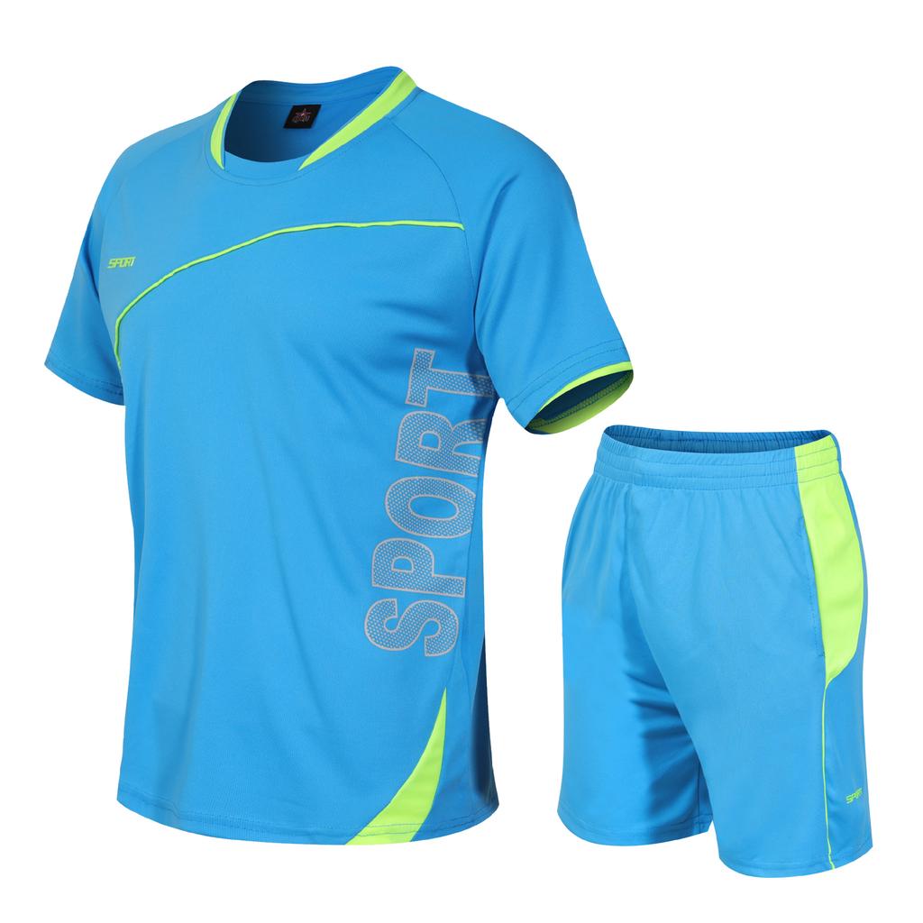 Men's Casual Sportswear Summer Fitness Short-sleeved T-shirt Quick-drying Clothes Running Loose Two-piece Set
