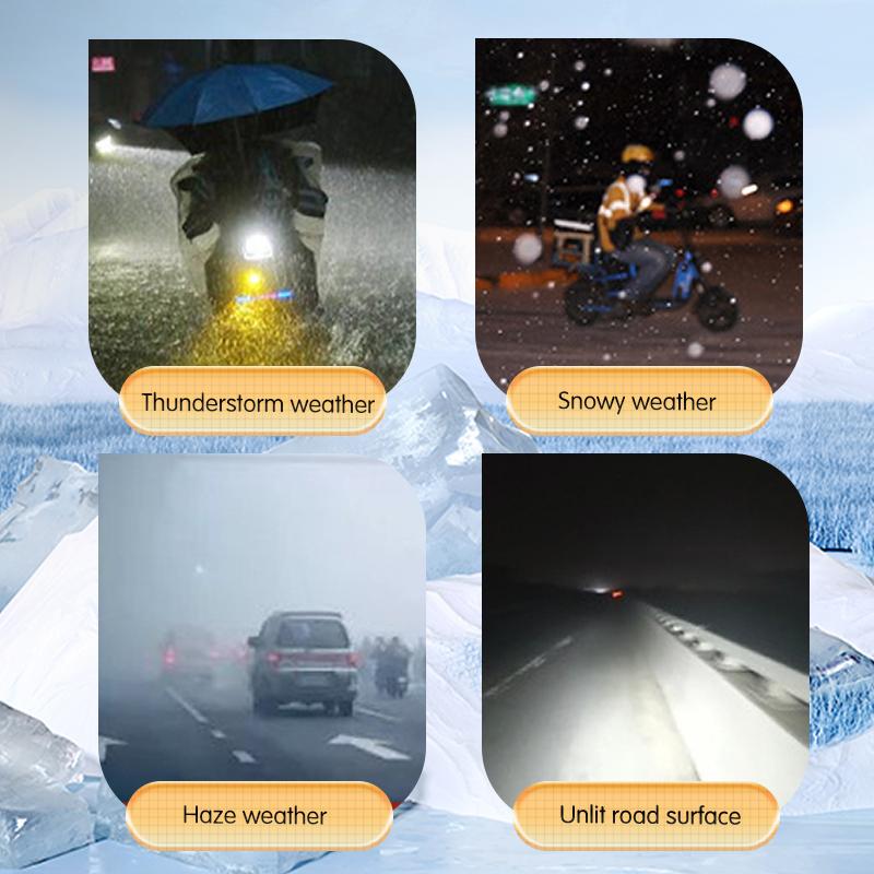 4 Led Motorcycle 5 Modes Strobe Headlights Blue Lens Spotlights High/Low Beams With Fan For Motorbike Scooter Car Trucks SUV Driving Fog Lamp 12V