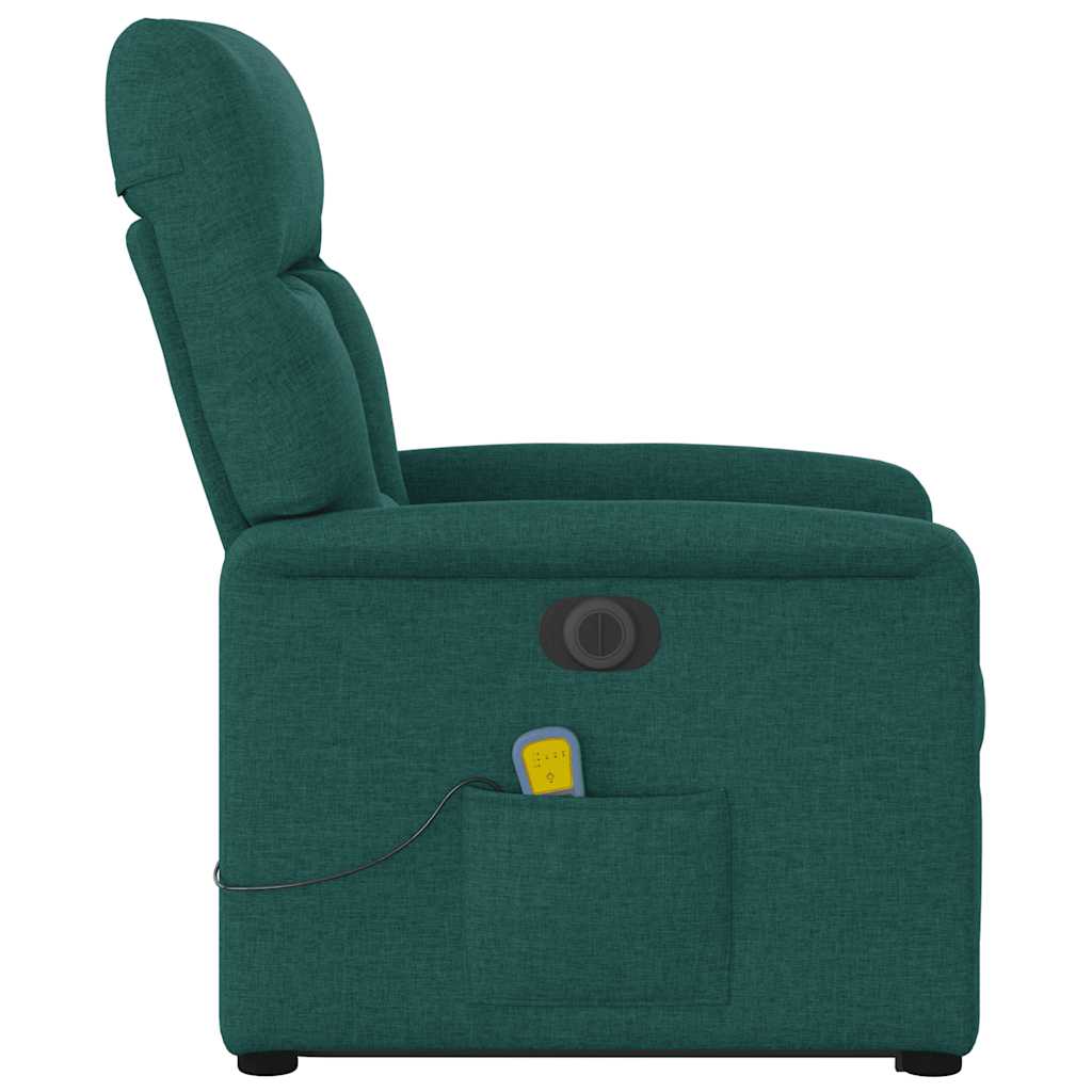 Electric Massage Recliner with Rising Function Dark Green Fabric