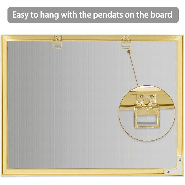 Dry Erase Monthly Calendar Whiteboard, 10.5"x 14.5" Gold Aluminum Frame, Magnetic White Board for Wall Office/School/Home, Hanging Board for