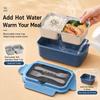 Stainless Steel Bento Lunch Box with Utensils, 2 Compartment Leak Resistant Food Container, Portable Meal Prep Box with Locking Lid for Work Picnic