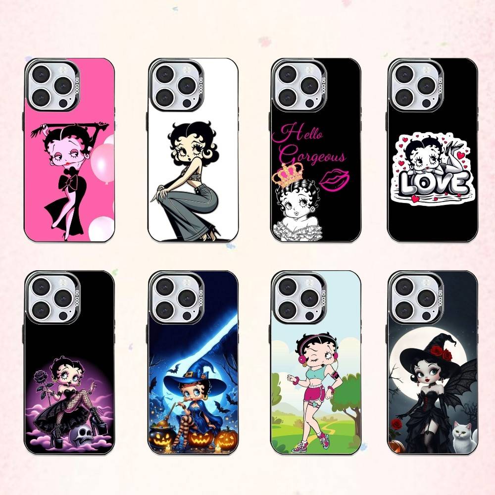G-Girl G-Betty-es BoOpS Чехол для телефона для iPhone 17, 16, 15, 14, 13, 12, 11 Plus, Pro Max Цветной Посеребренный Внутренний Чехол