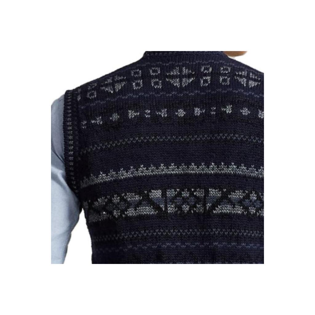 Polo Ralph Lauren Printed V-Neck Sleeveless Sweater Men Sweater Blue MNPOSWE1CM20077-400