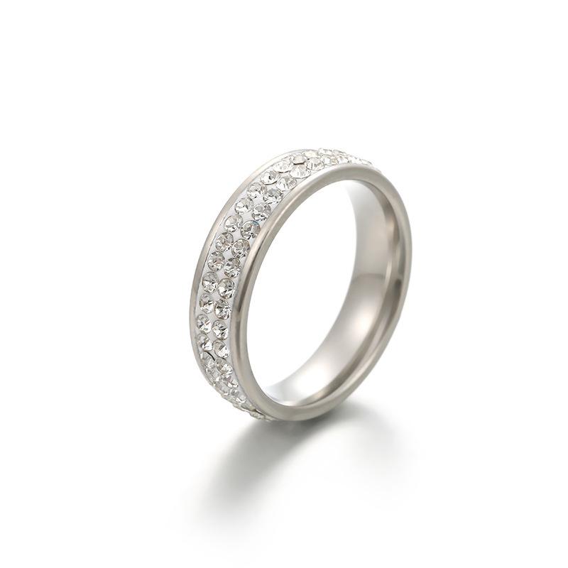 6mm Double Row Paved Diamond Ring Fashionable Minimalist Couple Band