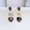 Style Gift For Women Resin Metal Bowknot Dangle Stud Earrings Jewelry Peach Heart Drop Earrings