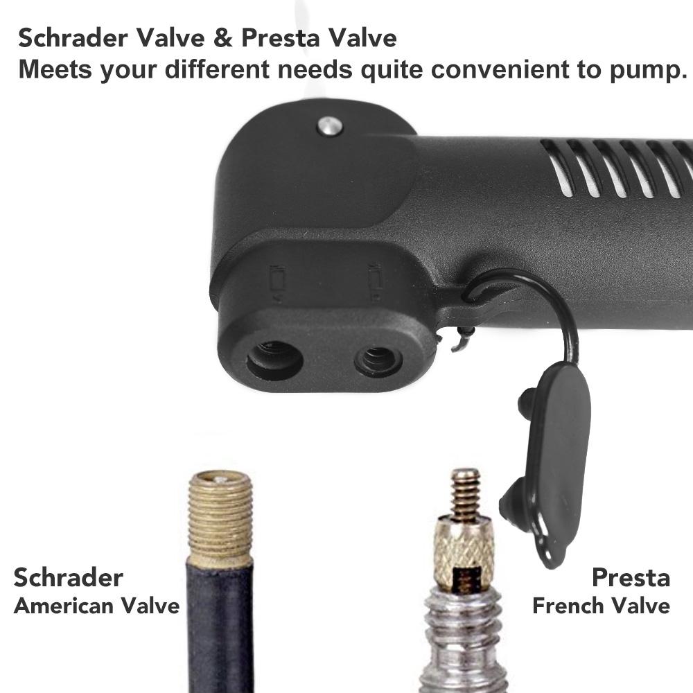 High Pressure Air Inflator Pump Portable Bicycle Pump Bike Hand Pump with Holder for Schrader and Presta Valve