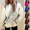 Women's Casual Fashion Christmas Print Long Sleeve Pullover Hoodies Sweatshirts