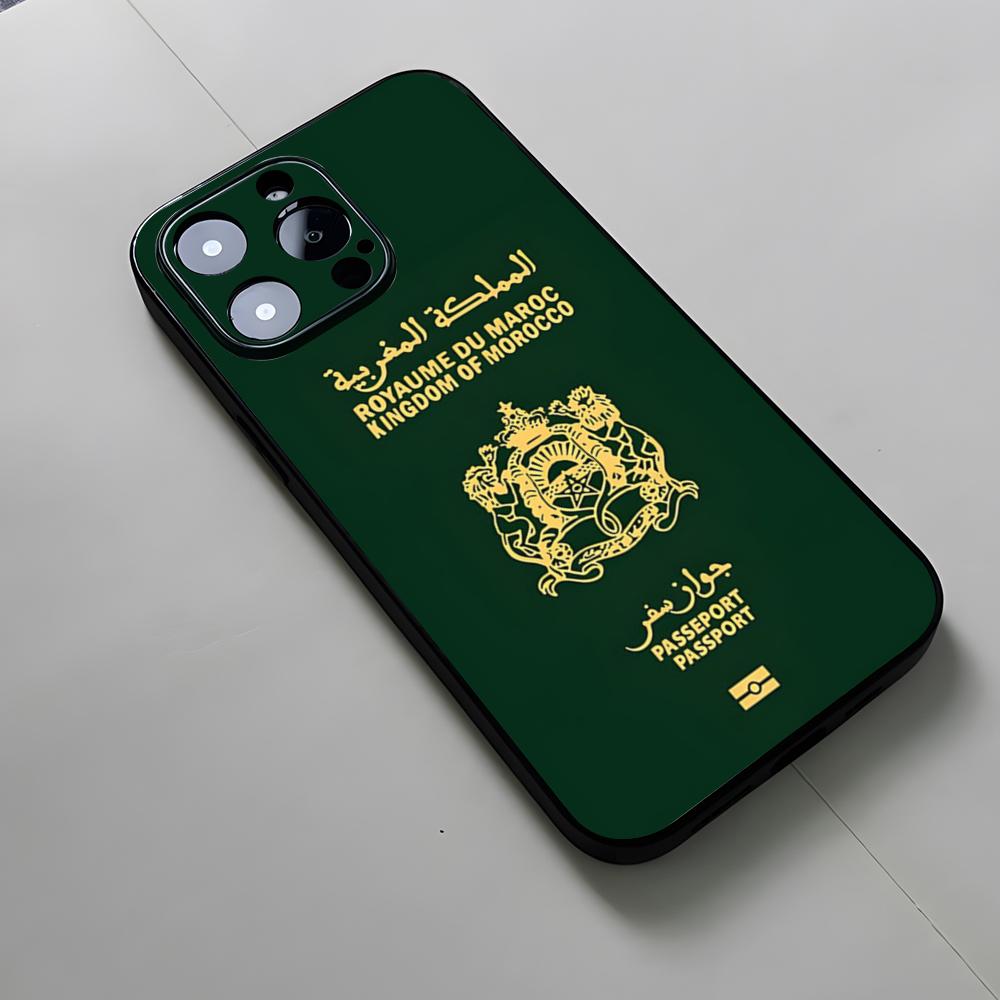Флаг Марокко Герб Паспорт Чехол для Телефона Для Iphone 16 15 12 14 Se 2020 Защита от Подглядывания 16 Pro Max 11 13 Xr X Xs Mini Plus Забавный