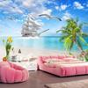 Настенные обои 3D Морской пейзаж Кокосовая пальма Фотообои Настенная живопись Гостиная Спальня Обои для отеля