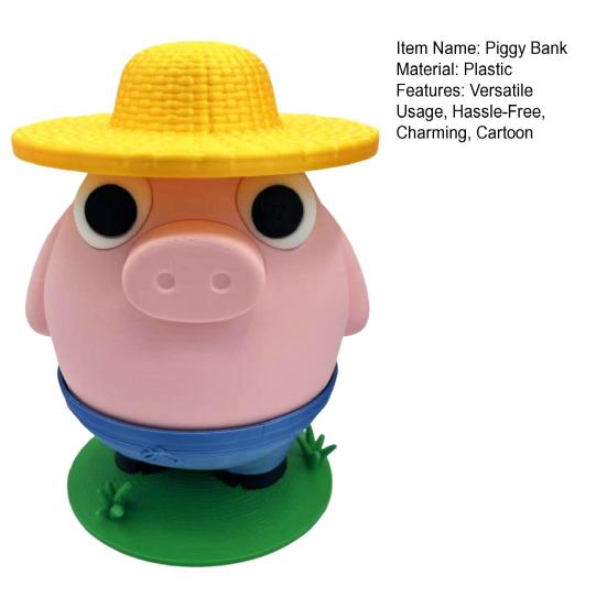 Farmer Pig Coin Bank Funny Animal Money Box with Hat Novelty Coin Holder Large Slot Cartoon Piggy Bank for Easy Coin Saving