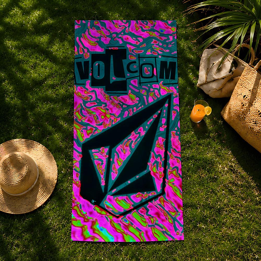 Бренд V-Volcom Полотенце пляжное, быстросохнущее впитывающее банное полотенце для плавания, спортзала, кемпинга, отдыха на природе