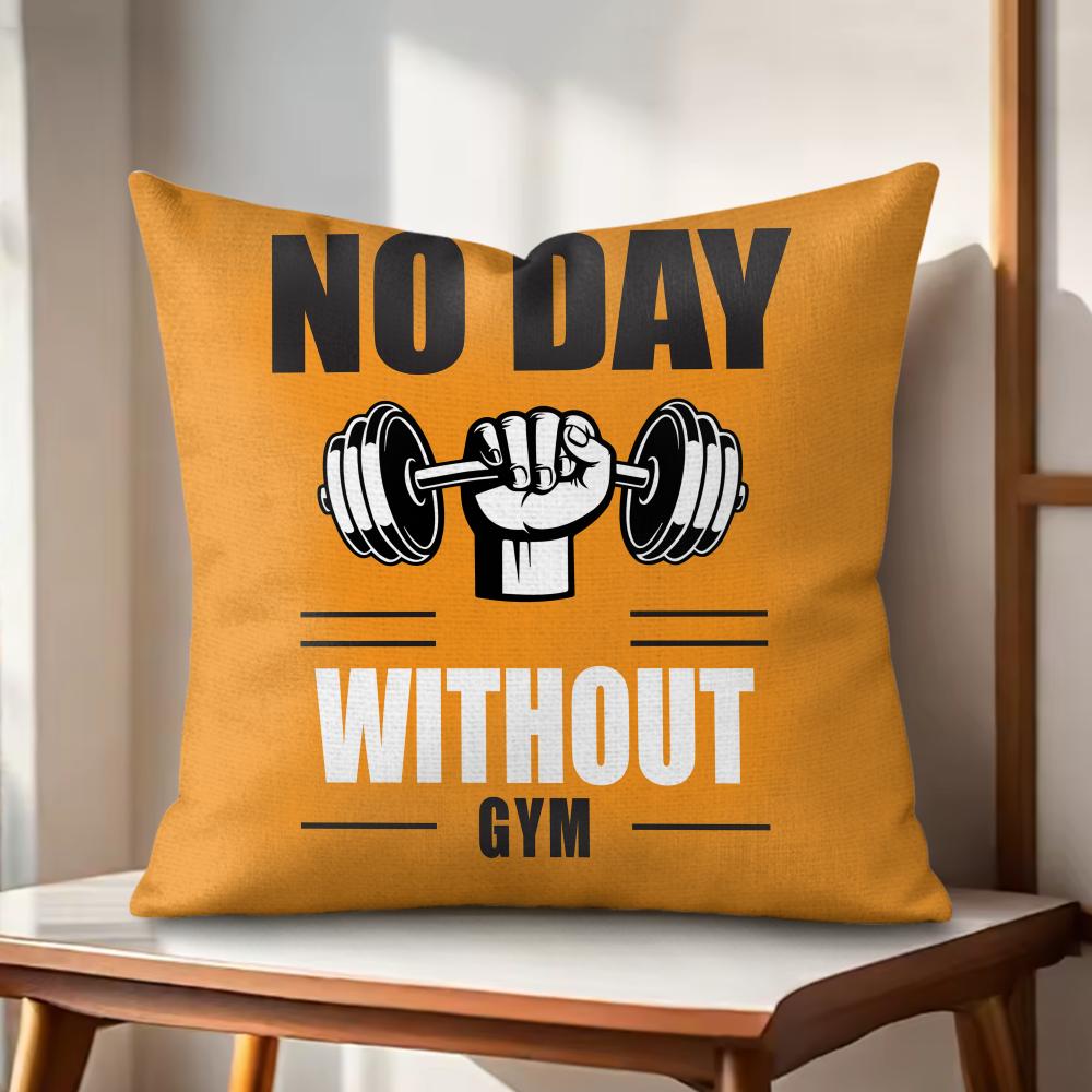 No Pain No Gain Cushion Cover Natural Linen Organic Fabric DoubleSided Printing Couch Pillow Covers Home Decor