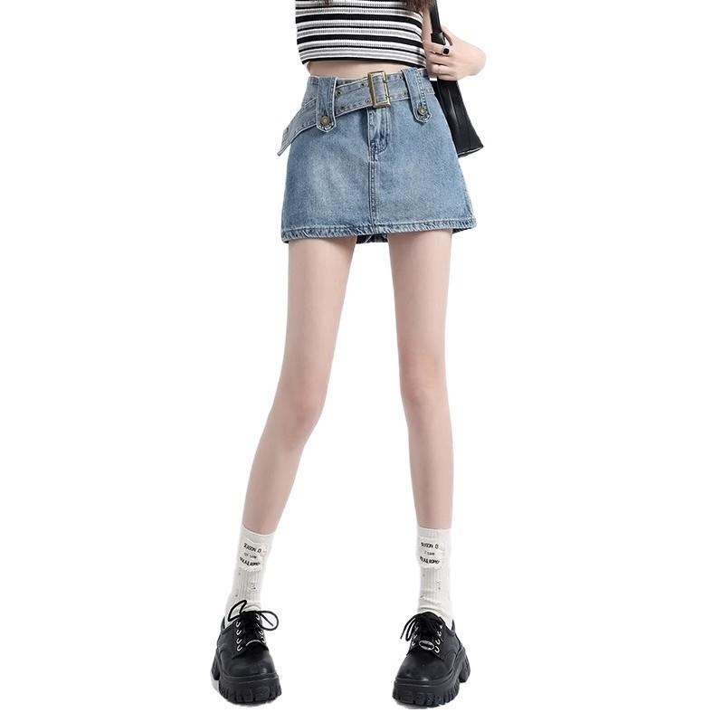 Denim Skirt For Women Summer High Waist Slim Fit With Zipper For Casual Wear