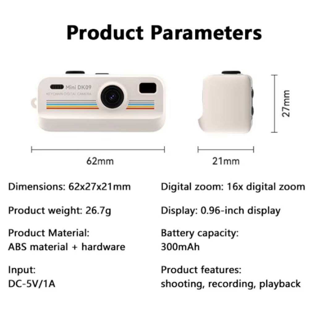 with Flash Retro CCD 16x Zoom 2K HD Thumb Camera Keychain Mini Digital Camera For Vlogging