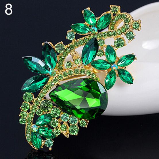 Waterdrop Flower Brooch Pin Rhinestone Crystal Brooches Bouquet Wedding Jewelry MIT