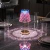 Decorative Lighting for Dining Table Touch Control Metal Cordless Lamp, 3-Color Dimmable Bedside Night Light with Modern Base Atmosphere Faux Crystal