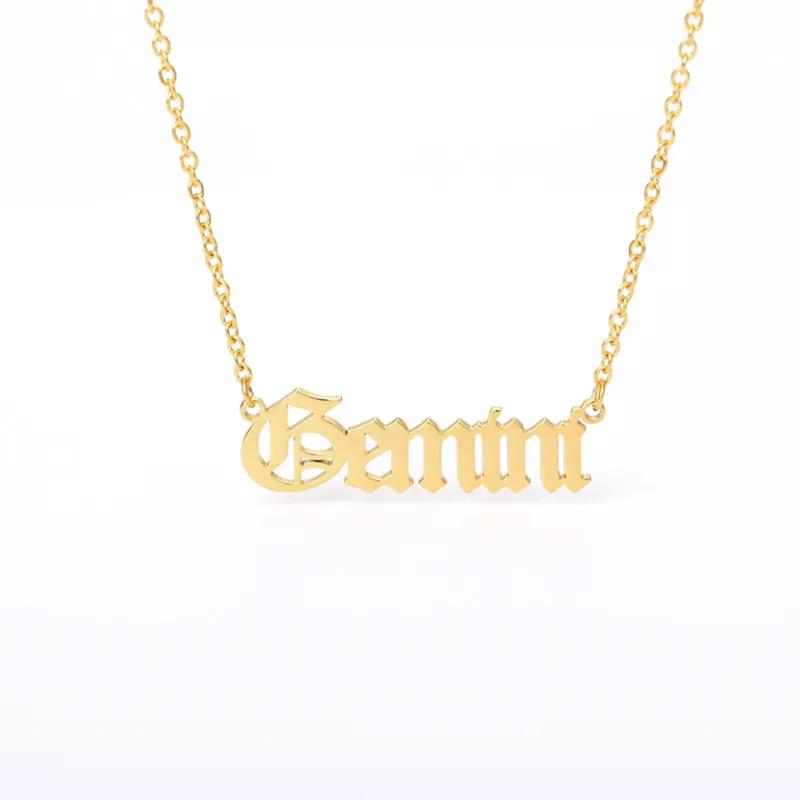 Custom 12 Astrology Horoscope Star Jewelry 18K Gold Plated Stainless Steel Zodiac Sign Pendant Necklaces