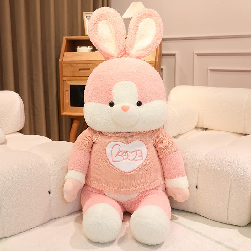 Large Sweater Rabbit Doll Plush Toy Clothing Big Rabbit Doll Girls Soothing Ragdoll Birthday Gift