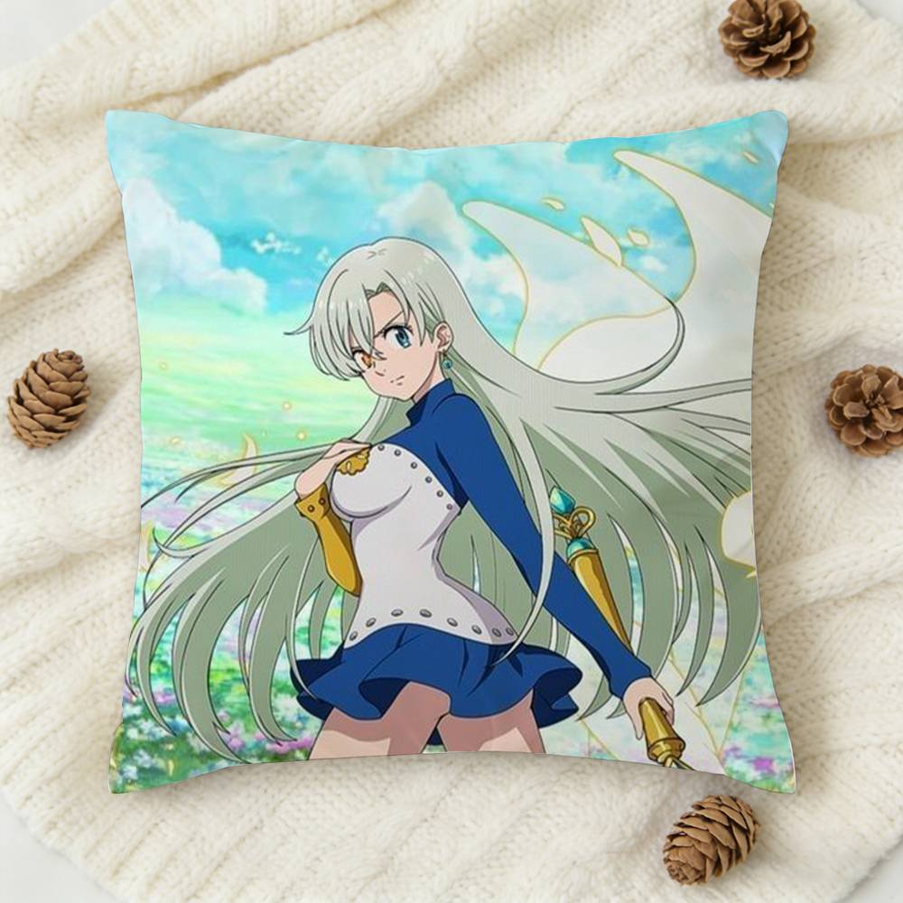 Anime TThe Seven Deadly Sins Doublesided Printed Square Decorative Cushion Cover for Sofa Living Room Home Decor