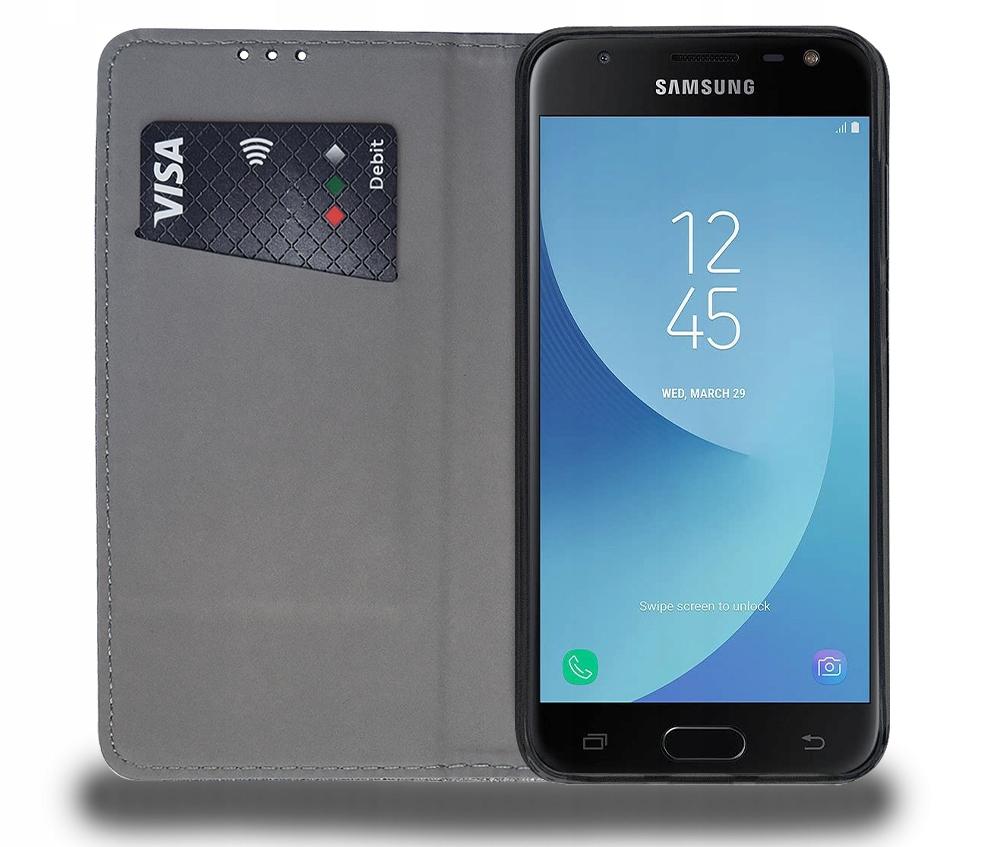 Case for SAMSUNG GALAXY J3 2017 CLOSED SMART MAGNET CASE BLACK + GLASS
