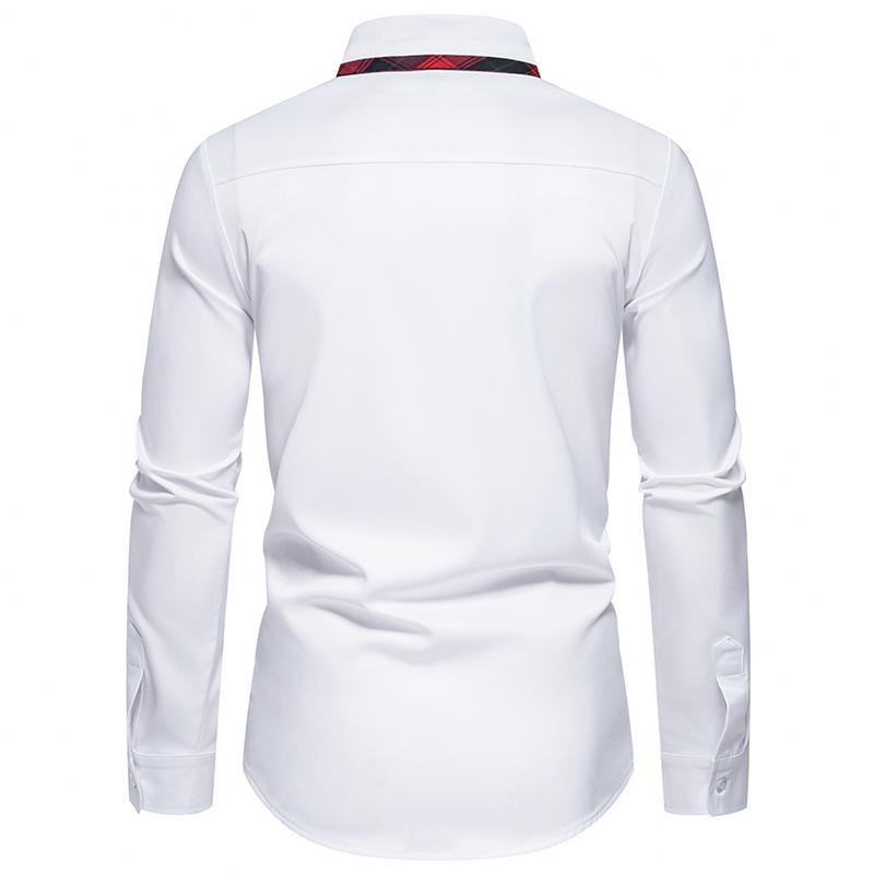 Осеннее новое поступление мужская клетчатая рубашка с длинным рукавом в стиле колор-блок, повседневная деловая рубашка в стиле пэчворк для мужчин, повседневная рубашка для офиса, работы в социальных сетях