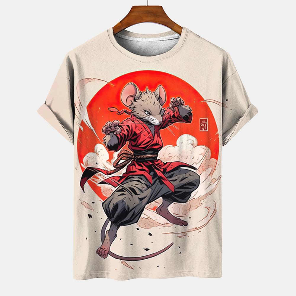 Мужская японская футболка с рисунком животных Ukiyoe, 3D-печать
