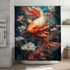 Modern 3D Printed Fish Shower Curtain Fabric Waterproof Home Decor Bathroom Accessories Red White Flower Design for Bathtub Curt