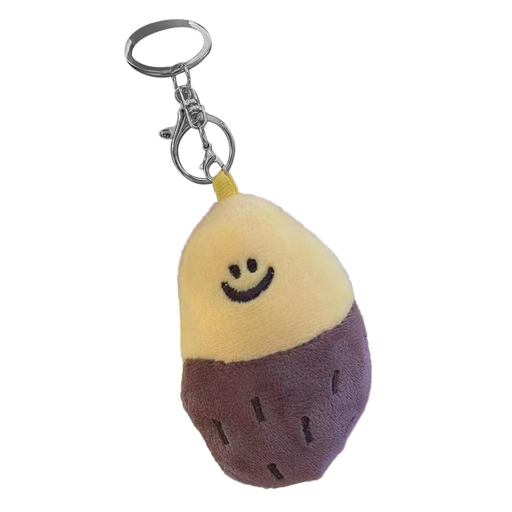 Keenso Plush Keychain, Soft, Portable, Adorable Sweet Potato Shape, Multifunctional, PP (Silver Keychain)