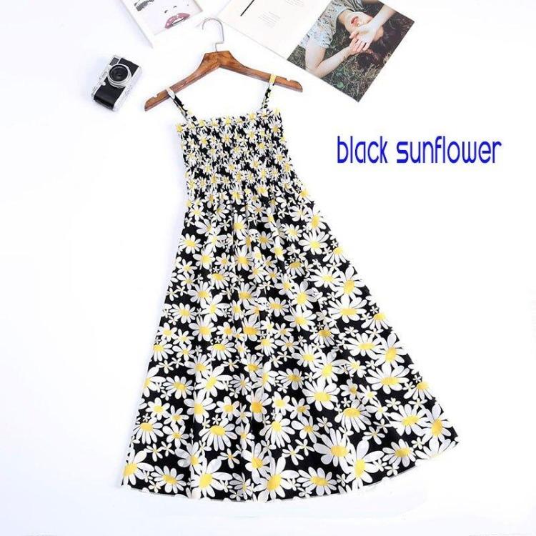 2023 Summer Floral Printed Chiffon Mini Dress Women Casual Fashion Spaghetti Strap Sleeveless Elastic High Waist Dress