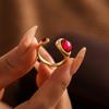 Кольца из нержавеющей стали гранатового цвета для женщин, кольцо-шарм с круглым гранатом с золотым покрытием, водонепроницаемое, роскошное ювелирное украшение, подарок