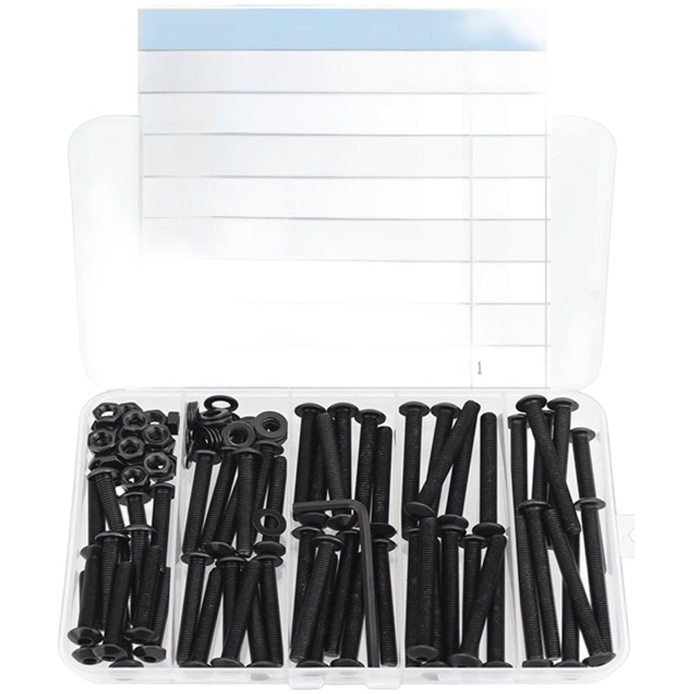 10.9 Grade M5 Black Socket Cap Screws 105pcs Complete Hardware Kit with Nuts Washers for Machinery Maintenance
