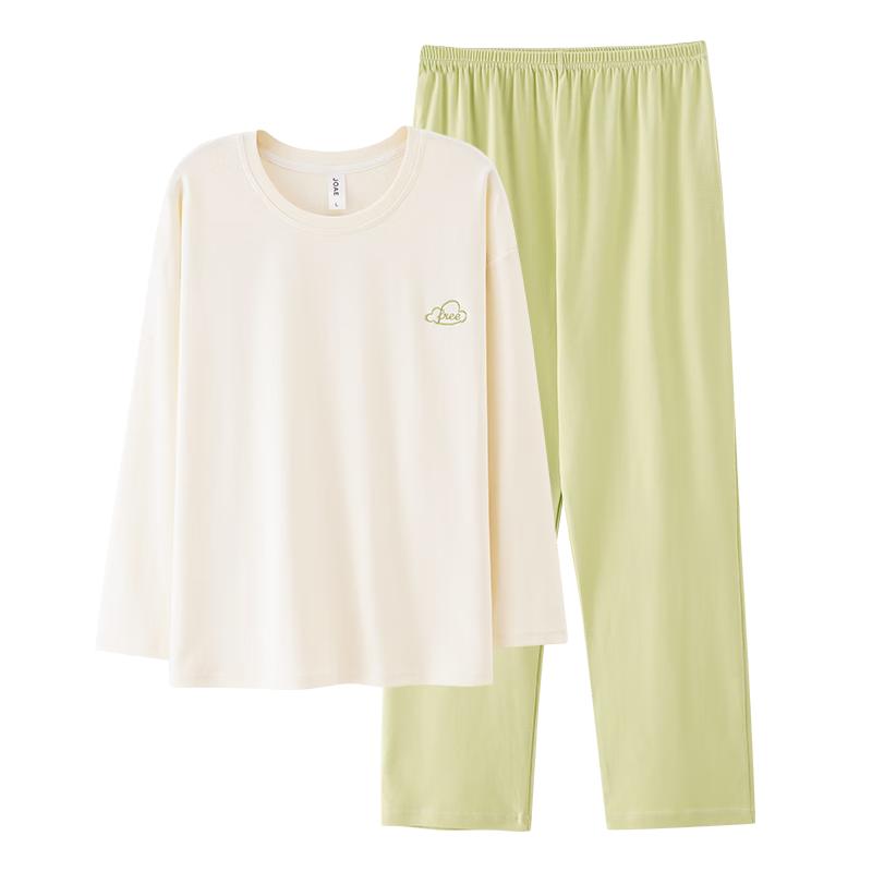 JOAE [Super Cool Series] Pure Cotton Women's Pajamas Autumn And Winter Pullover Long-Sleeve Long Pants Couple's Loungewear