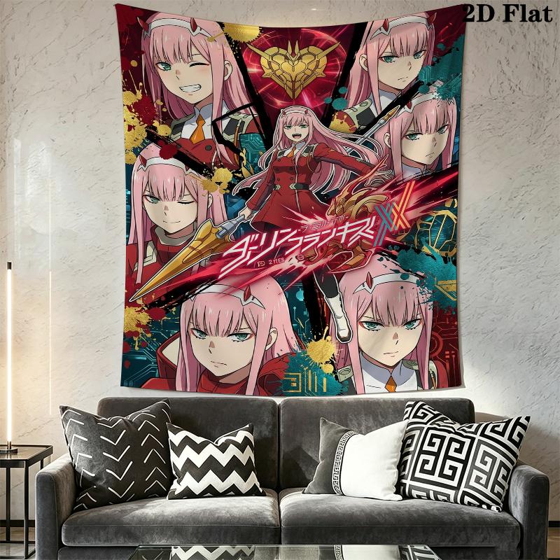 Darling in the Franxx Wall Tapestry Aesthetic Wall Hanging Printed Fabric Blanket Decorative Tapestries for Bedroom Living Room Home Decor