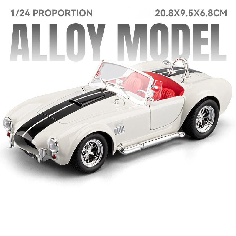 1:24 Shelby Cobra Phantom Miniature Toys Car Diecast Alloy Model Doors Opened Sound Light Pull Back Vehices Kids Christmas Gifts