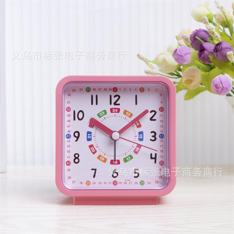 Creative and fashionable student-specific alarm clock Square desktop clock Home decoration Children's early education learning hour clock