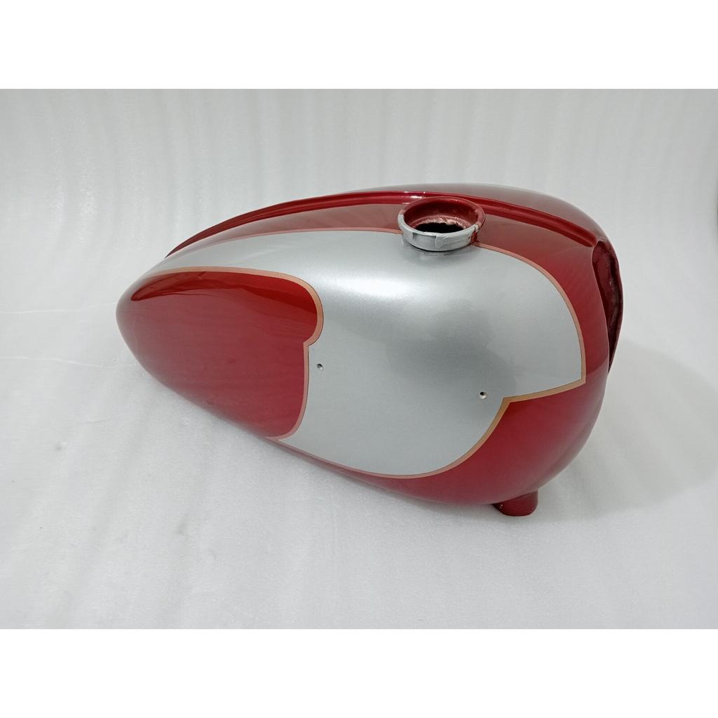 Fit For Petrol Fuel Gas Tank With Cap Triumph T120 Cherry & Silver Painted Steel