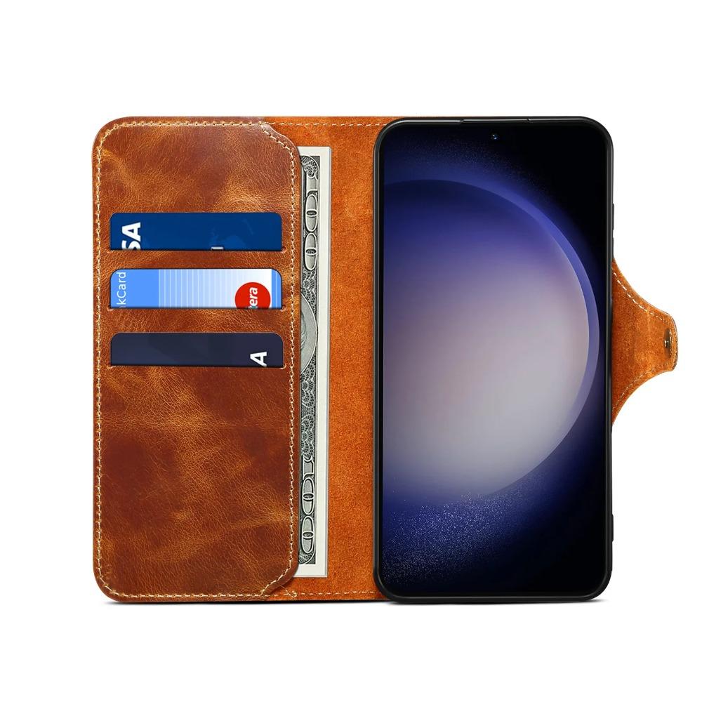 Ретро Чехол из Натуральной Кожи для Samsung Galaxy S26 Ultra S26+ S20 S10 Note 10 Plus Бизнес Кошелек Чехол с Ремешком Карман для Карт