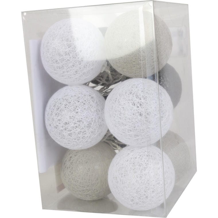 Cotton LED Light Balls, 6 cm Diameter, Battery Powered, Warm White